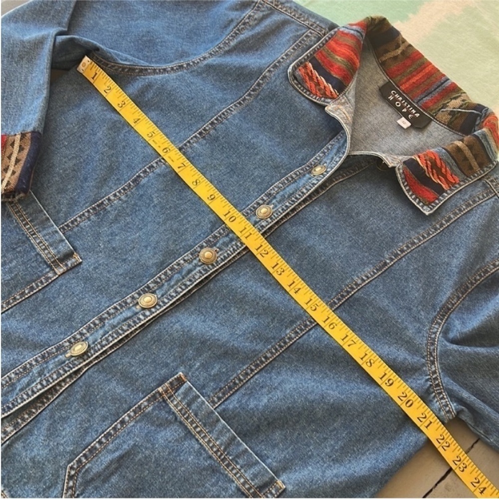 Vintage Christina Hope Denim Jacket Southwestern Aztec Embroidery 12 - Picture 10 of 13